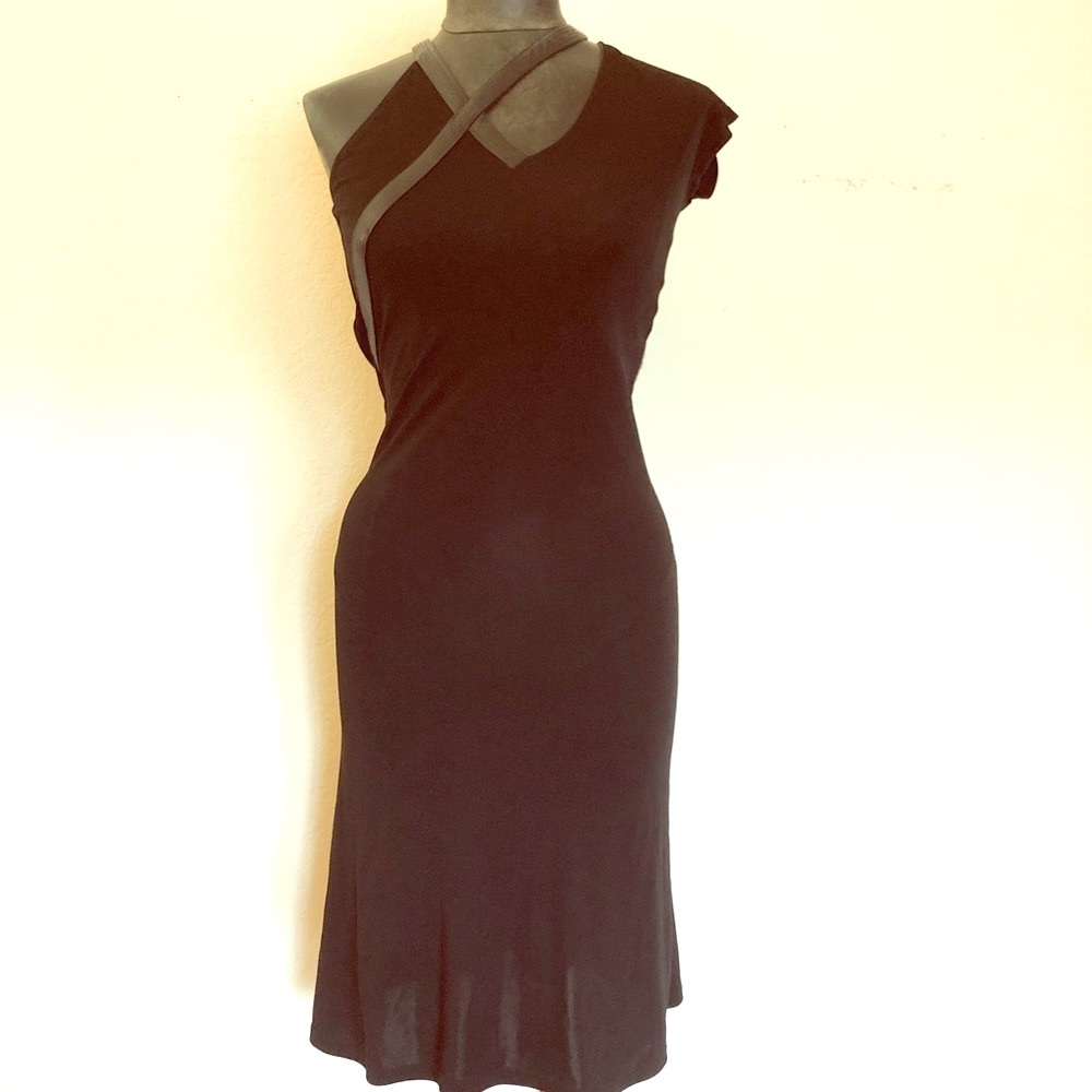 Vintage Versace Versus One-Shoulder Leather Strap Dress